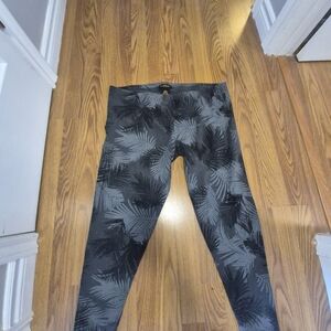 Gray and Black Leaf Pattern Leggings
